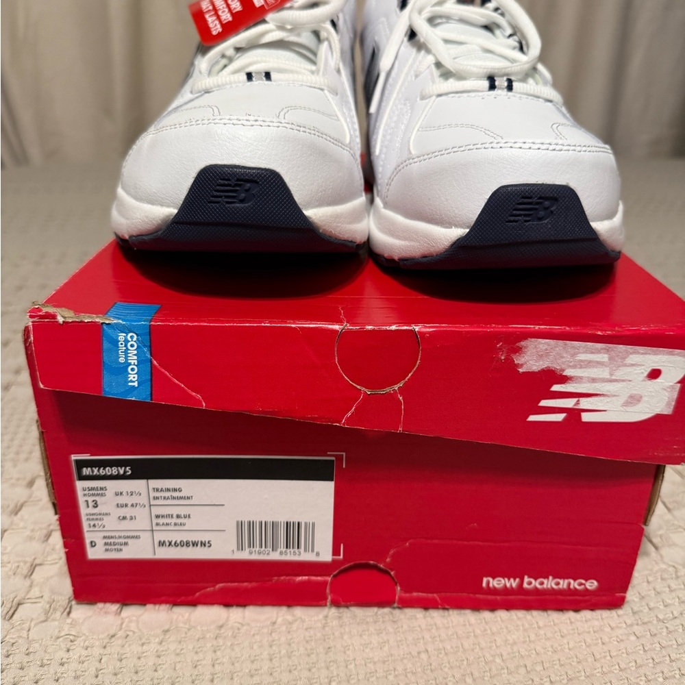 New Balance White and Dark Blue Athletic Shoes